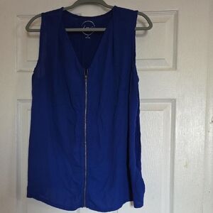 INC International Concepts Royal Blue Zip-Front Blouse